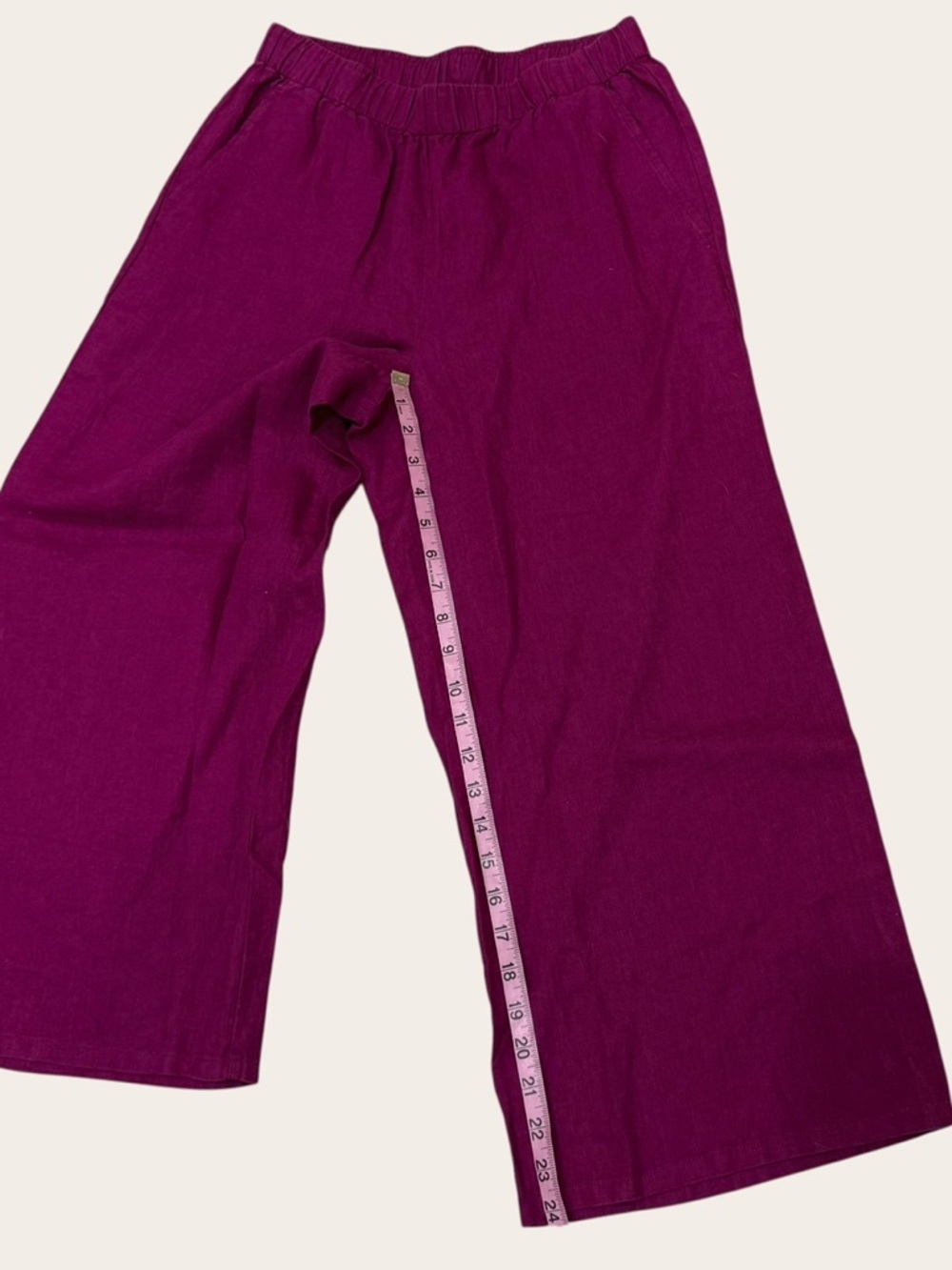 Eileen Fisher Organic Linen Crop Wide Pant & Round Neck Long Vest Set Sangria XS - Picture 12 of 16
